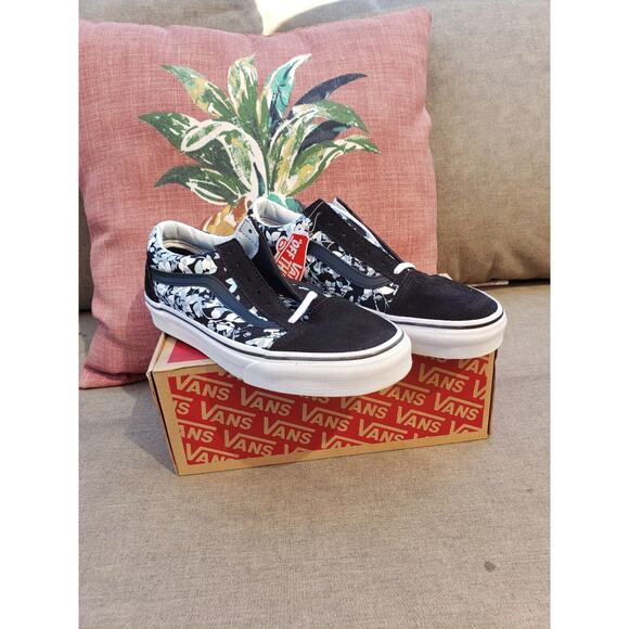 Vans Reverse Floral Black White Old Skool Women's Sz 6.5 - Picture 1 of 10